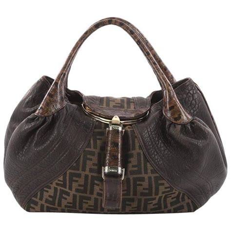 Fendi Tortoise Spy Bag Zucca Canvas and Leather 